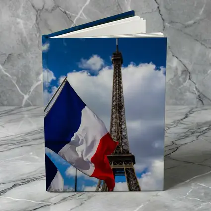 French Flag Eiffel Tower Paris Blue Sky