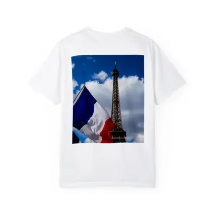 French Flag Eiffel Tower Paris Blue Sky