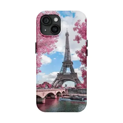 Eiffel Tower Paris Pink Blossoms River View