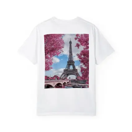 Eiffel Tower Paris Pink Blossoms River View