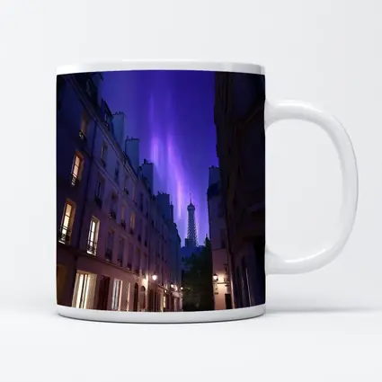 Eiffel Tower Paris Purple Night Sky Street