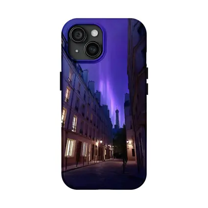 Eiffel Tower Paris Purple Night Sky Street
