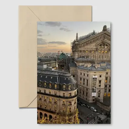 Paris Opera House Rooftop View At Sunset