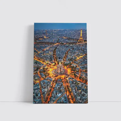 Arc de Triomphe Paris Aerial Night View