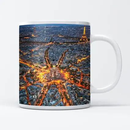 Arc de Triomphe Paris Aerial Night View