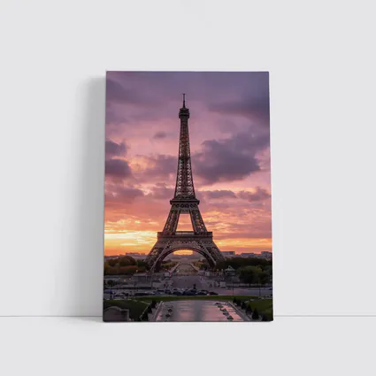 Eiffel Tower Paris Sunset Purple Sky