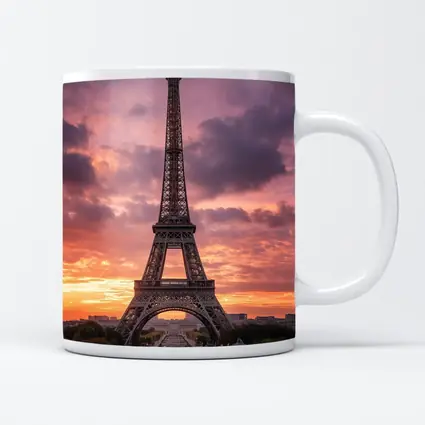 Eiffel Tower Paris Sunset Purple Sky