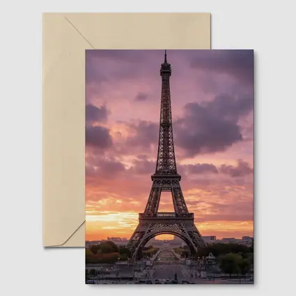 Eiffel Tower Paris Sunset Purple Sky