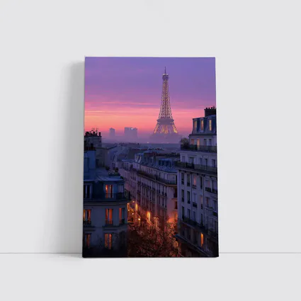 Eiffel Tower Paris Purple Sunset Cityscape
