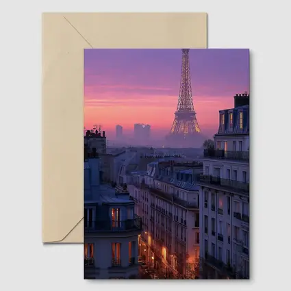 Eiffel Tower Paris Purple Sunset Cityscape