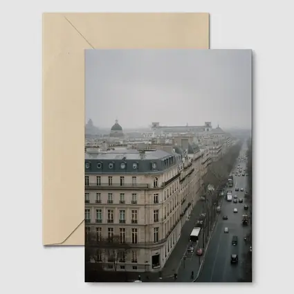 Paris Rooftop View Gray Overcast Boulevard