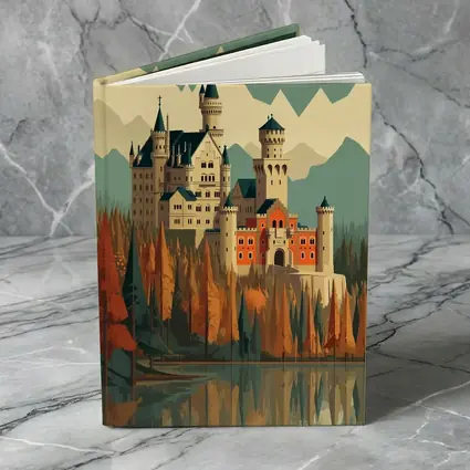 Neuschwanstein Castle Autumn Mountains Flat Art
