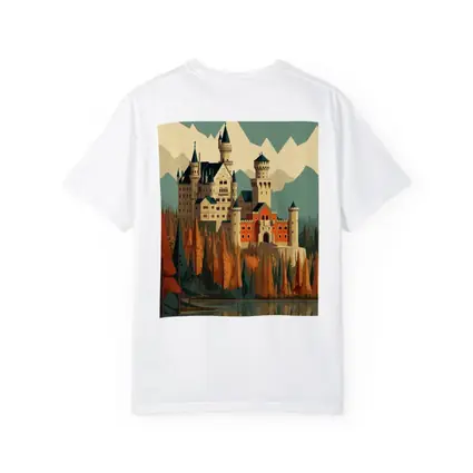 Neuschwanstein Castle Autumn Mountains Flat Art