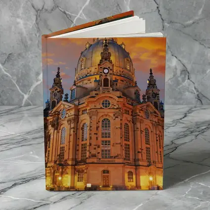 Dresden Frauenkirche Church Fiery Sunset Sky