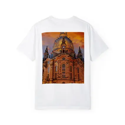 Dresden Frauenkirche Church Fiery Sunset Sky