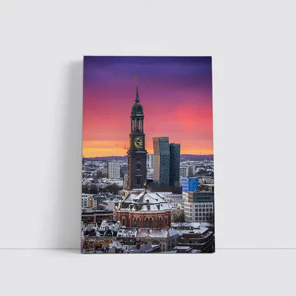 Hamburg Michel Church Tower Sunset Skyline