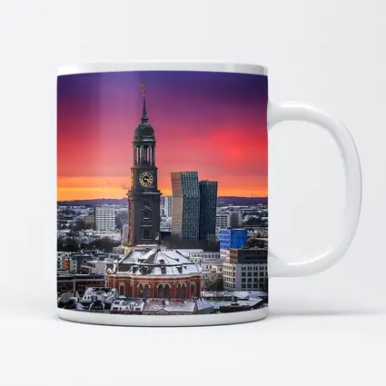 Hamburg Michel Church Tower Sunset Skyline