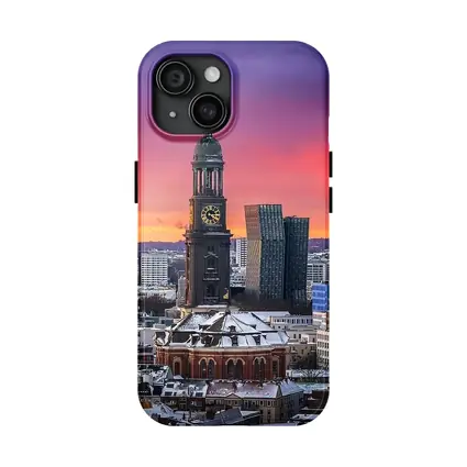 Hamburg Michel Church Tower Sunset Skyline