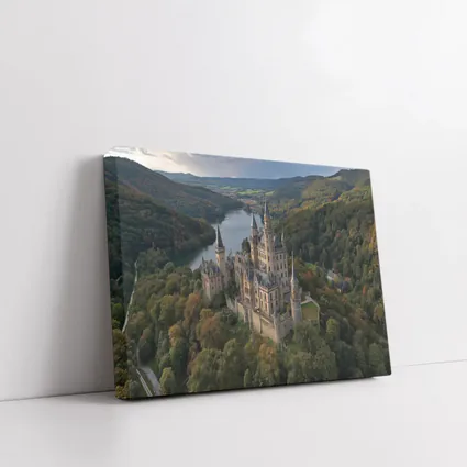 Medieval Castle Aerial View Forest Lake