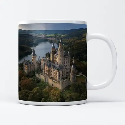 Medieval Castle Aerial View Forest Lake