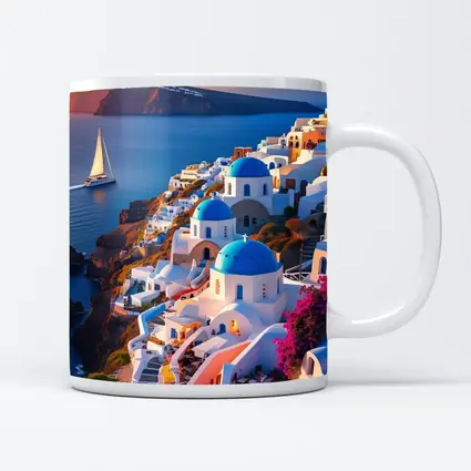 Santorini Greece Blue Domes Sunset View