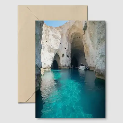 Blue Caves Clear Turquoise Water Milos Greece
