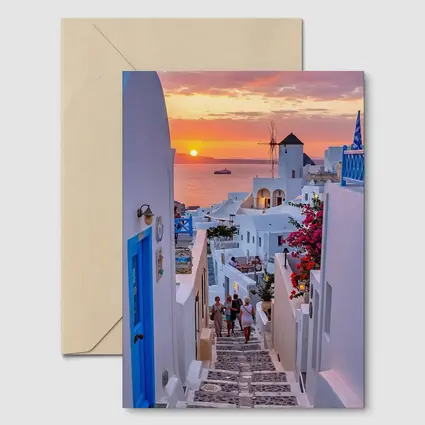 Santorini Oia Village Sunset Sea View