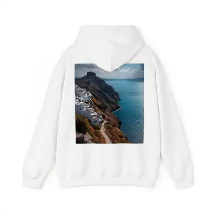 Santorini Cliffside White Buildings Aegean Sea