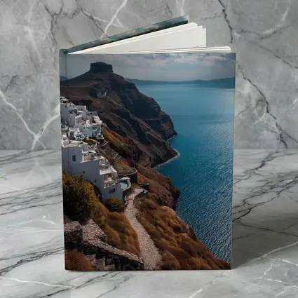 Santorini Cliffside White Buildings Aegean Sea