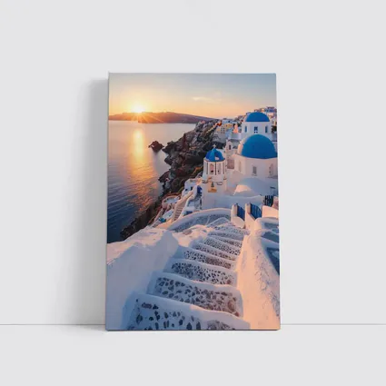 Santorini Blue Domes Sunset Greece View