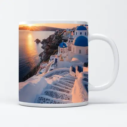 Santorini Blue Domes Sunset Greece View
