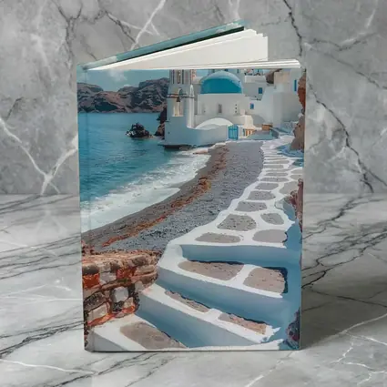 Santorini Blue Dome Church Coastal View
