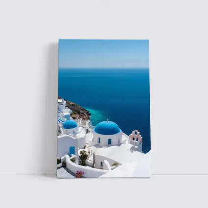 Santorini Blue Domes White Village Sea View