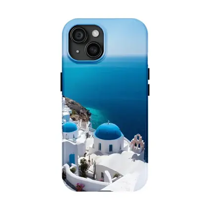 Santorini Blue Domes White Village Sea View