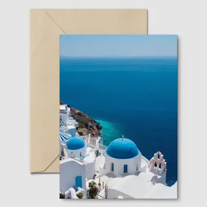 Santorini Blue Domes White Village Sea View