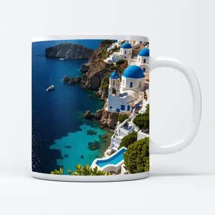 Santorini Blue Domes Cliffside Aegean Sea