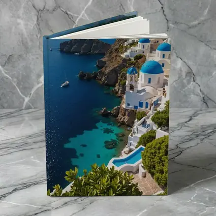 Santorini Blue Domes Cliffside Aegean Sea