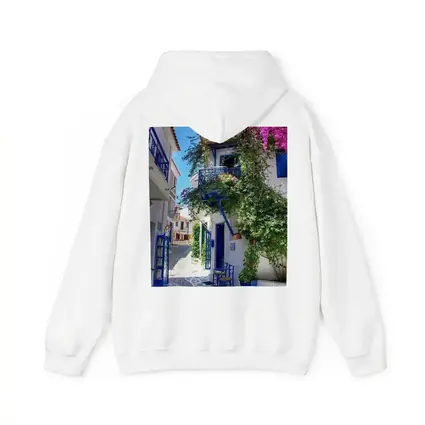 Greek Island Alley White Blue Architecture