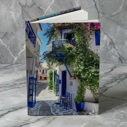 Greek Island Alley White Blue Architecture