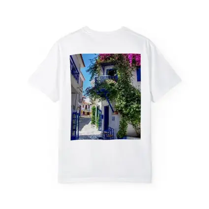 Greek Island Alley White Blue Architecture