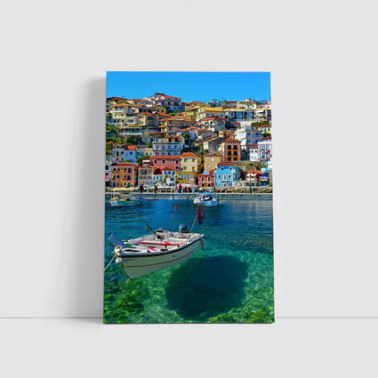 Greek Harbor Town Colorful Houses Crystal Water