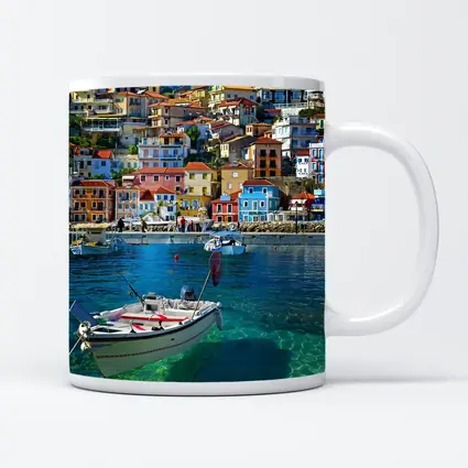 Greek Harbor Town Colorful Houses Crystal Water