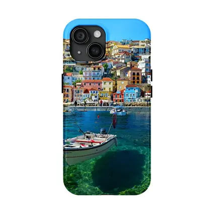 Greek Harbor Town Colorful Houses Crystal Water