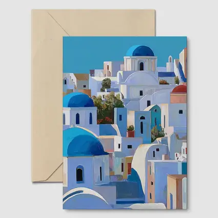 Santorini Blue Domed Churches White Village
