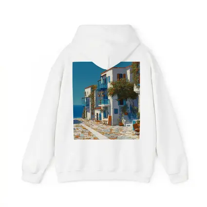 Greek Village Street Blue White Architecture