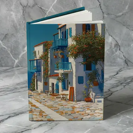 Greek Village Street Blue White Architecture