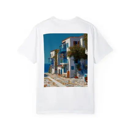 Greek Village Street Blue White Architecture