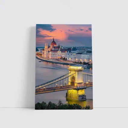 Budapest Chain Bridge Parliament Sunset Skyline