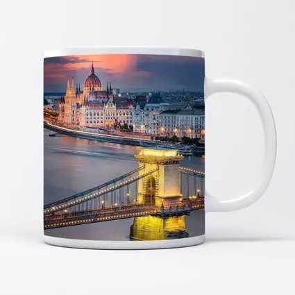 Budapest Chain Bridge Parliament Sunset Skyline