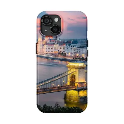 Budapest Chain Bridge Parliament Sunset Skyline